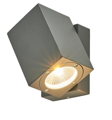 Lucande LED Wandlampe/Wandleuchte außen, 320° drehbar, Wandstrahler spritzwassergeschützt IP54, 7W LED, Downlight grafitgrau von Lucande