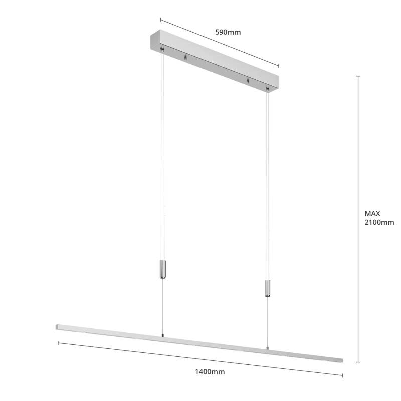 Lucande Led Pendellampe Arnik Hängeleuchte Deckenlampe 140 Cm Nickel Dimmbar B-Ware von Lucande