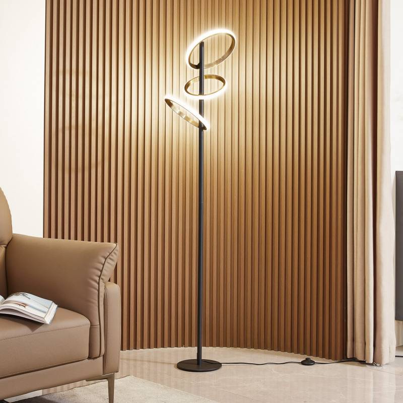 Lucande Led Stehlampe Madu Schwarz Metall 160 Cm Dimmbar Stehleuchte Lampe S622 B-Ware von Lucande
