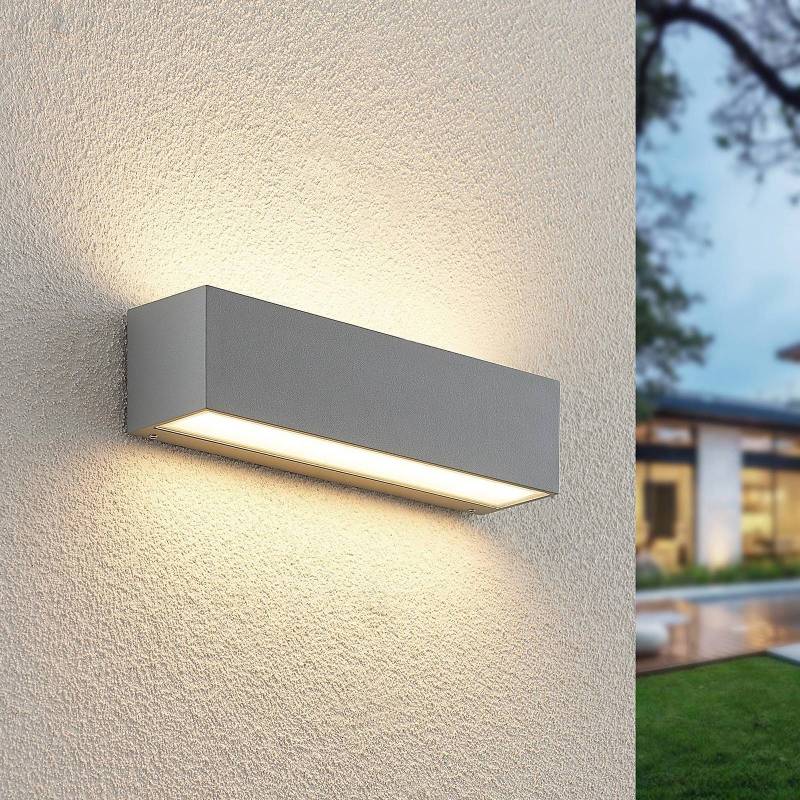 Lucande LED-Außenwandlampe Lengo 25 cm silber up/down 3.000K von LUCANDE