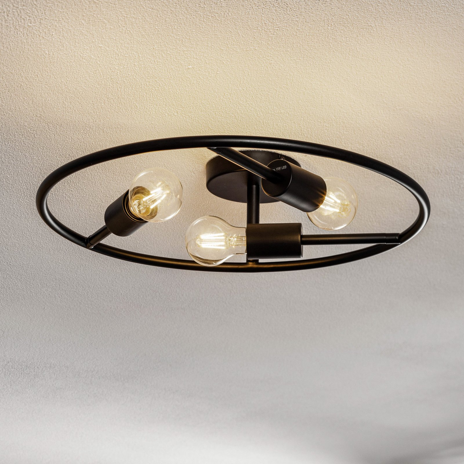 Lucande Linnard Deckenleuchte Lampe Led Schwarz E27 3 Flammig Stahl Dimmbar B-Ware von Lucande