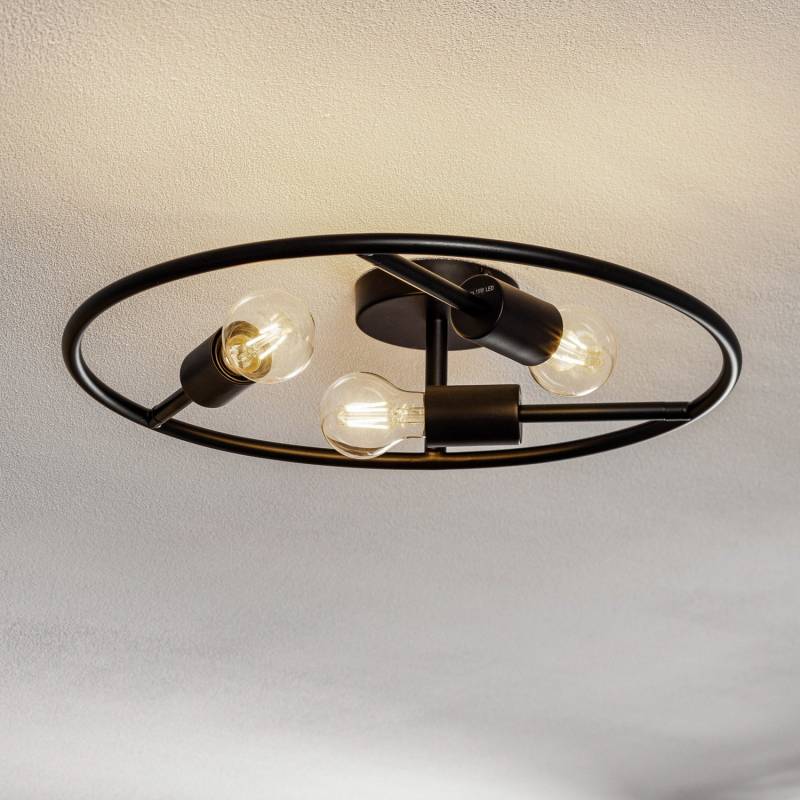 Lucande Linnard Deckenleuchte Lampe Led Schwarz E27 3 Flammig Stahl Dimmbar B-Ware von Lucande