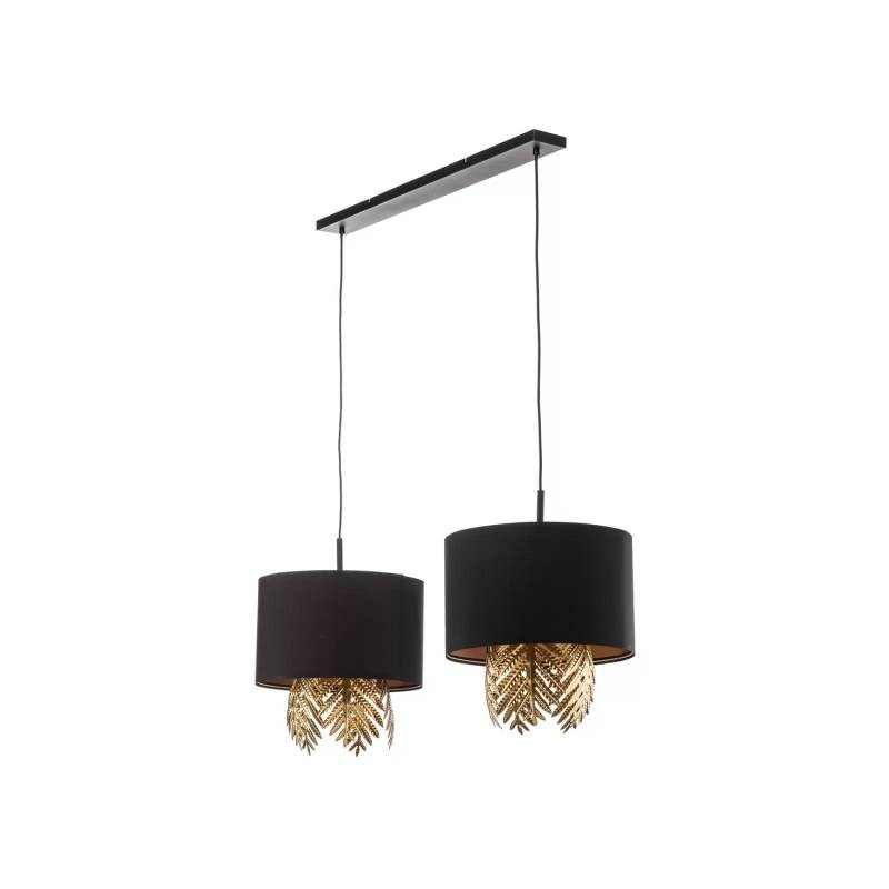 Lucande Malviras Stoff Hängelampe Blattdeko Hängeleuchte Leuchte Lampe Spot E27 B-Ware von Lucande