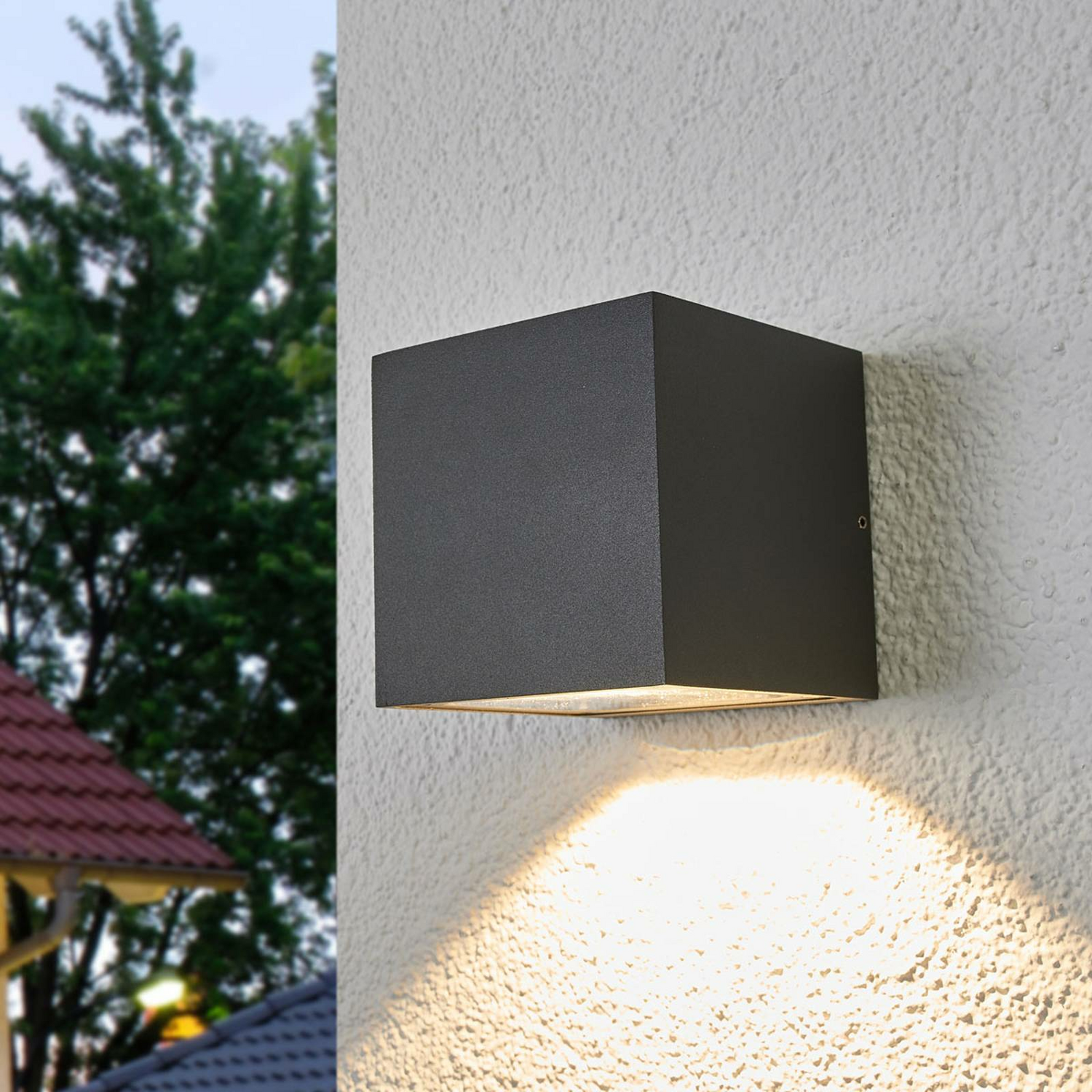 Lucande Merjem Led Außenwandleuchte Außenlampe Wandlampe Leuchte Led Dunkelgrau B-Ware von Lucande