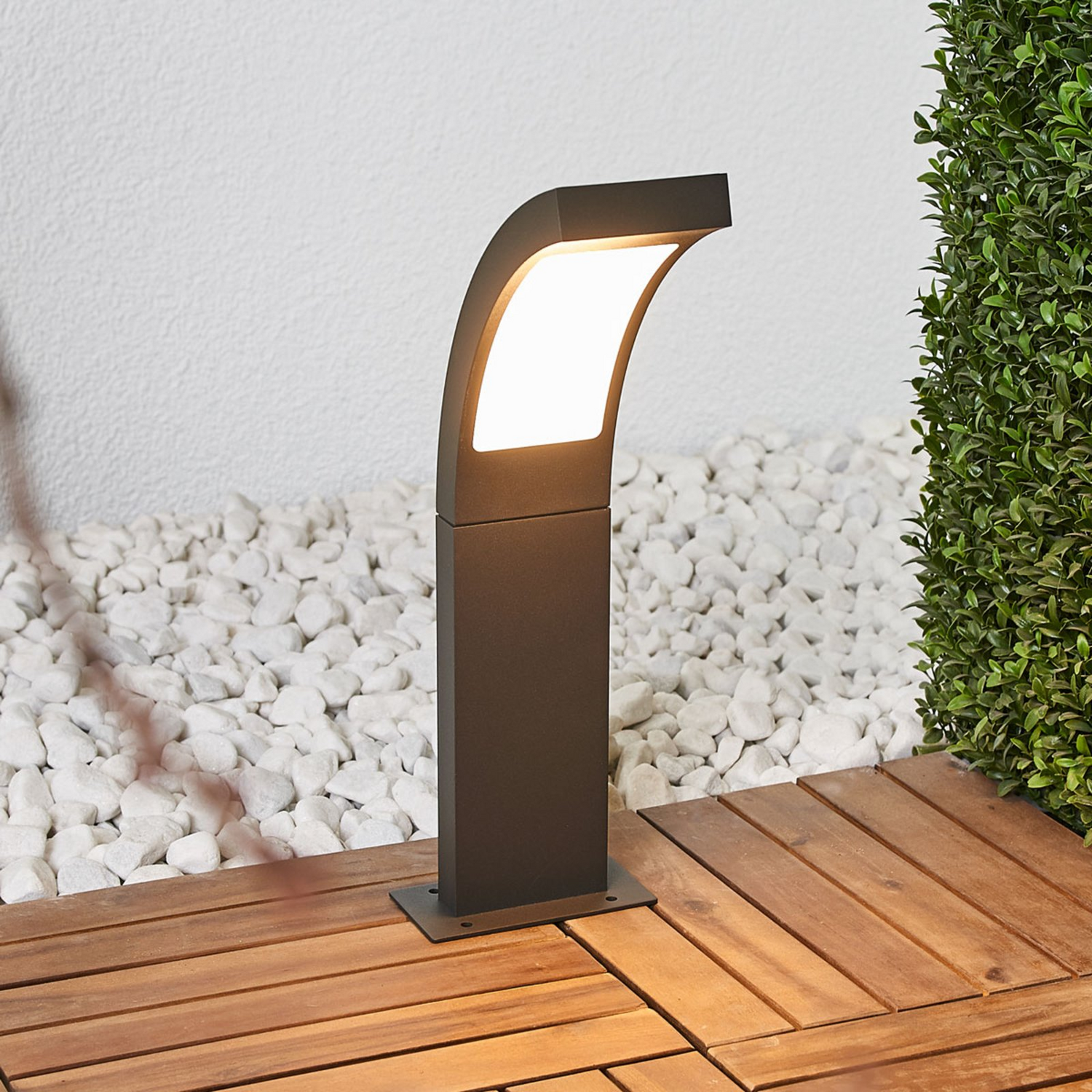 Lucande Moderne Led Sockelleuchte Juvia Wegeleuchte Gartenlampe In Grafitgrau B-Ware von Lucande