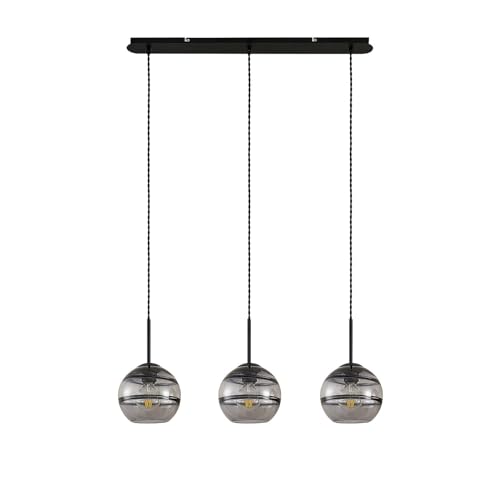 Lucande Pendelleuchte 'Ably' (Retro, Vintage, Antik) in Schwarz aus Glas u.a. für Wohnzimmer & Esszimmer (3 flammig, E27) - Hängelampe, Esstischlampe, Hängeleuchte, Wohnzimmerlampe von Lucande