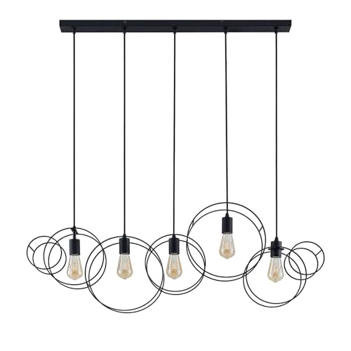 Lucande Pendelleuchte 'Andrik' (Modern) in Schwarz aus Metall u.a. für Wohnzimmer & Esszimmer (5 flammig, E27) - Deckenlampe, Esstischlampe, Hängelampe, Hängeleuchte, Wohnzimmerlampe von Lucande