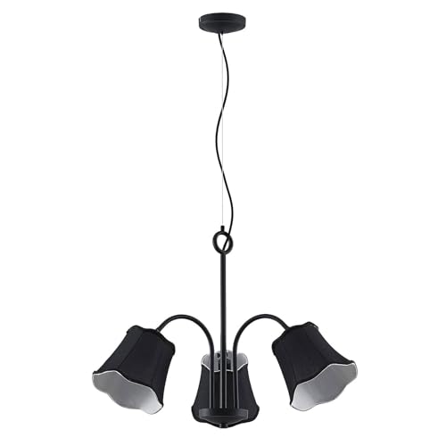 Lucande Pendelleuchte Binta (Retro, Vintage Antik) in Schwarz aus Textil (3 flammig E14) - Hängeleuchte Esstischlampe Hängelampe Wohnzimmerleuchte von Lucande