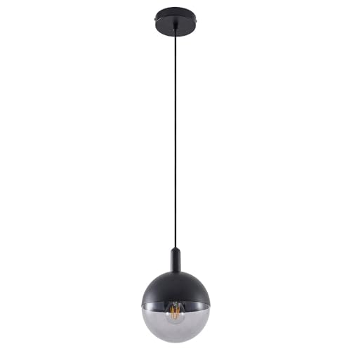 Lucande Pendelleuchte 'Dustian' (Design, Modern) in Schwarz aus Glas u.a. für Wohnzimmer & Esszimmer (1 flammig, E27) - Design-Hängeleuchte, Esstischlampe, Hängelampe, Hängeleuchte, Wohnzimmerlampe von Lucande