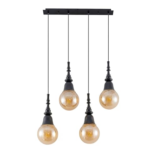 Lucande Pendelleuchte Gesja (Modern) in Schwarz aus Metall (4 flammig, E27) - Deckenlampe Esstischlampe Hängelampe Hängeleuchte Wohnzimmerleuchte von Lucande