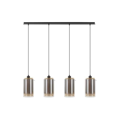 Lucande Pendelleuchte 'Sterzy' (Modern) in Schwarz aus Glas u.a. für Wohnzimmer & Esszimmer (4 flammig, E27) - Deckenlampe, Esstischlampe, Hängelampe, Hängeleuchte, Wohnzimmerlampe von Lucande