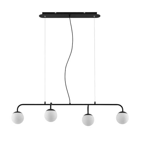 Lucande Pendelleuchte 'Rama' (Retro, Vintage, Antik) in Schwarz aus Metall u.a. für Wohnzimmer & Esszimmer (4 flammig, G9) - Deckenlampe, Esstischlampe, Hängelampe, Hängeleuchte, Wohnzimmerlampe von Lucande