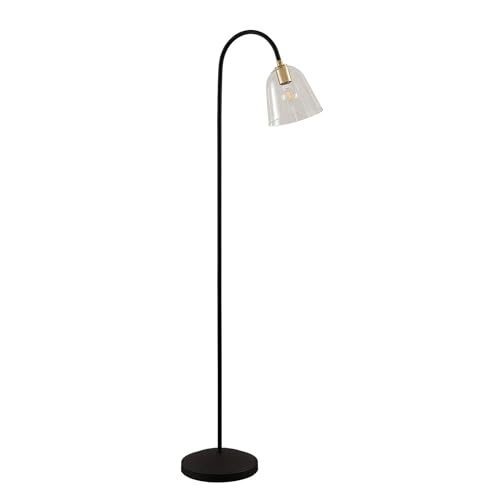 Lucande Stehlampe 'Anjita' (Retro, Vintage, Antik) in Schwarz aus Glas u.a. für Wohnzimmer & Esszimmer (1 flammig, E27) - Design Stehleuchte, Floor Lamp, Standleuchte, Wohnzimmerlampe, Wohnzimmerlampe von Lucande