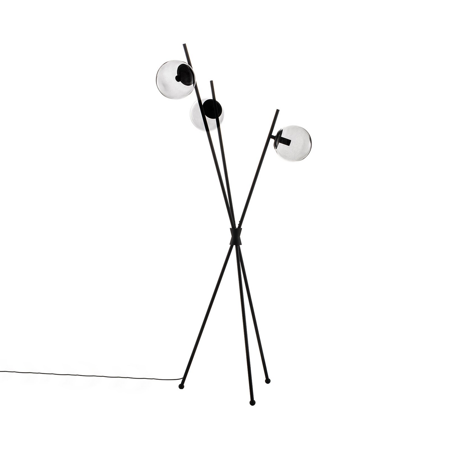 Lucande Stehleuchte Lampe 3 Glaskugeln Schwarz E14 Metall Glas Schwarz Leuchte B-Ware von Lucande