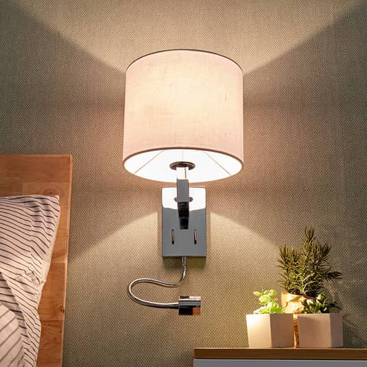 Lucande Stoff Wandleuchte Taron Leselicht Leselampe Wandleuchte Lampe Leuchte B-Ware von Lucande