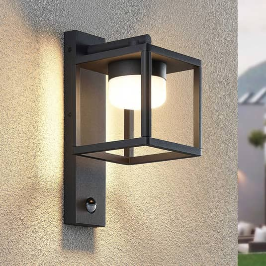 Lucande Timio Außenwandlampe Wandleuchte Außenlampe Lampe Leuchte Sensor Grau B-Ware von Lucande