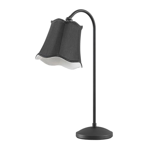 Lucande Tischlampe 'Binta' (Retro, Vintage, Antik) in Schwarz aus Textil u.a. für Wohnzimmer & Esszimmer (1 flammig, E14) - Tischleuchte, Schreibtischlampe, Nachttischlampe, Wohnzimmerlampe von Lucande