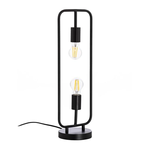 Lucande Tischlampe 'Tornike' (Design, Modern) in Schwarz aus Metall u.a. für Wohnzimmer & Esszimmer (2 flammig, E27) - Designer Tischleuchte, Schreibtischlampe, Nachttischlampe, Wohnzimmerlampe von Lucande