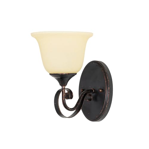 Lucande Wandleuchte, Wandlampe Innen 'Svera' (Landhaus, Vintage, Rustikal) in Braun aus Glas u.a. für Wohnzimmer & Esszimmer (1 flammig, E27) - Wandstrahler, Wandbeleuchtung Schlafzimmer / von Lucande