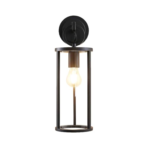 Lucande Wandleuchte außen (Laterne) Emmeline (spritzwassergeschützt (Modern) in Schwarz aus Aluminium (1 flammig, E27) - Außenwandleuchten Wandlampe Led Außenlampe Outdoor für von Lucande