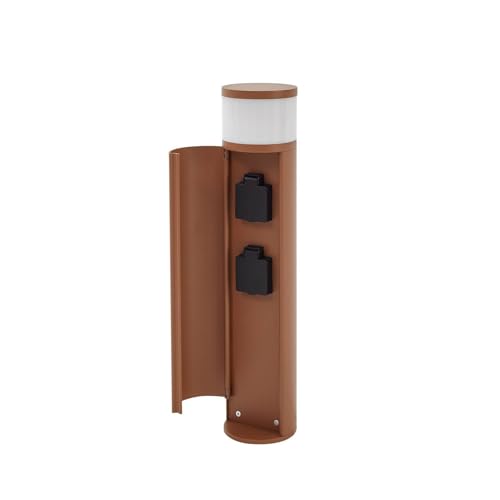 Lucande Wegeleuchte 2 Steckdosen, Außenleuchte Sockelleuchte rostfarben 48 cm Gartenlampe Outdoor IP44 Stromsäule Garten 1x G9 ohne Leuchtmittel von Lucande