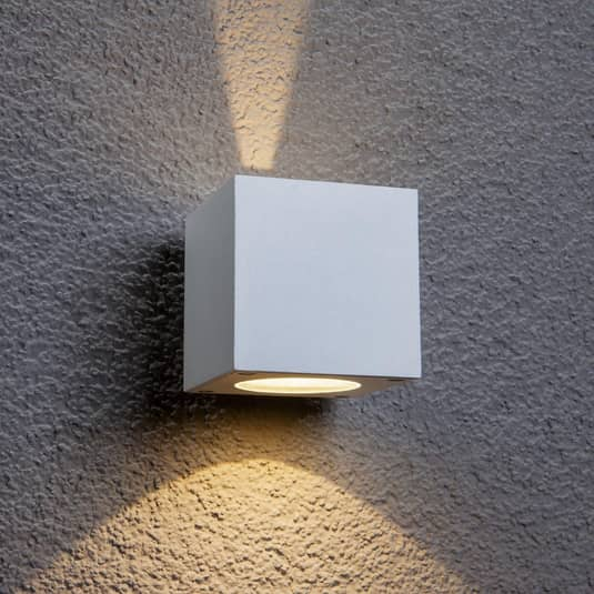 Lucande Weiße Led Außenwandleuchte Jarno Würfelform Wandleuchte Lampe Leucht236 B-Ware von Lucande