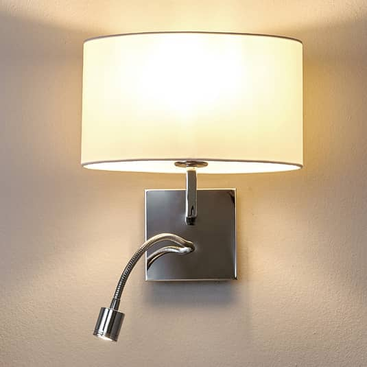 Lucande Weiße Stoff Wandleuchte Wandleuchte Lampe Leuchte Karla Mit Led Leselich B-Ware von Lucande