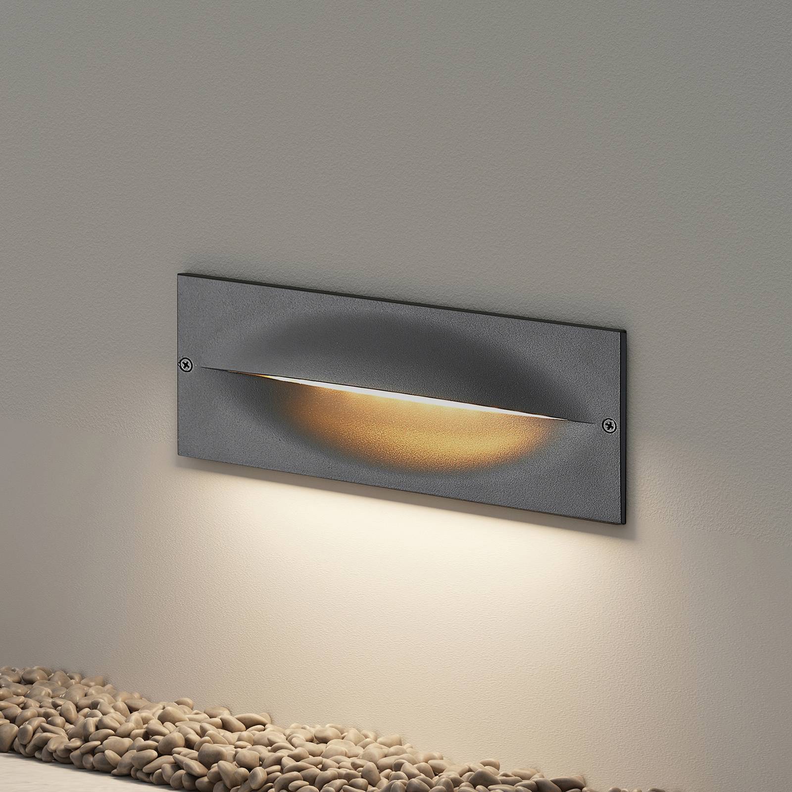 Lucande LED-Wandeinbauleuchte Zandro, 25 cm, anthrazit, IP65 von LUCANDE