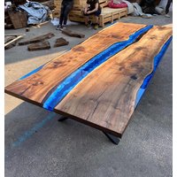 Auf Bestellung Dunkle Walnuss Blue River Epoxy Tisch- Esstisch -Küche Und Esszimmer - Couchtisch Bürotisch -Ocean %100 Handmade von LucarellaWoods