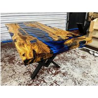 Benutzerdefinierte Olivenholz Dark Blue River İce Epoxy Esstisch-Resin Tisch-Küchentisch -Kaffee Tisch-Bürotisch-Konferenztisch-%100 Handmade von LucarellaWoods