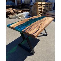 Kundenbestellung 3D Walnuss Transparent Smaragd Grün Epoxy Tisch - Fluss Esstisch Couchtisch Küchentisch -Büro-%100 Handmade von LucarellaWoods