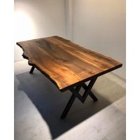 Custom Order Dunkelbrauner Walnusstisch - Live Edge Plattentisch Esstisch Couchtisch Küchentisch Büro Massivholz %100 Handmade von LucarellaWoods