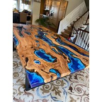 Custom Order Olive Ocean Sea Design Blau Epoxy Couchtisch - Esstisch Flusstisch Harztisch Küche Und Esszimmer -%100 Handmade von LucarellaWoods