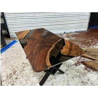 Custom Order Special Dark Walnut Smokey Grey Brown Epoxy Tisch-Live Edge-River Tisch-Esstisch-Couchtisch-Küchentisch-%100 Handmade von LucarellaWoods