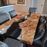 Custom Order Special Pappel Schwarz Und Weiß Fluss Epoxy Tisch-Esstisch-Küche -Couchtisch - Bürotisch Live Edge -%100 Handmade von LucarellaWoods