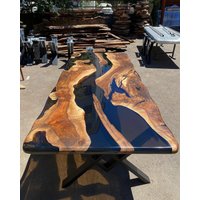 Custom Order Transparent Nussbaum Dunkel Rauch Grau Braun Epoxy Tisch - Live Edge River Esstisch Couchtisch %100 Handmade von LucarellaWoods