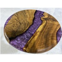 Spezialanfertigung Durchmesser Dunkel Walnuss Holz Lila Rosa Fluss Rund Epoxy Tisch - Esstisch Couchtisch Express Free Shipping %100 Handmade von LucarellaWoods