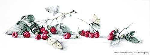 Luca-S Himbeeren mit Schmetterling Kreuzstichset, Baumwolle, Mehrfarbig, 59x20cm von LUCAS