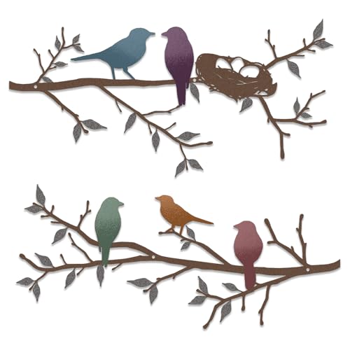 Luccyle Metall-Wanddekorationen,Metall-Vogel-Wanddekorationen,Rustikale Vogel-Dekorationen für Innen- oder Außen-Balkon-Garten-Dekorationen (Farbe 16.9in x 7 in) von Luccyle