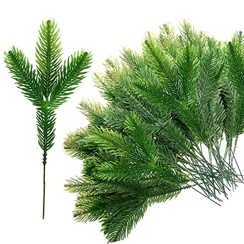 Luccyle 36 Stück Künstliche Kiefer Zweige,immergrüne Tannenzweige für Weihnachten,Künstliche Kiefernzweige DIY Zubehör für Weihnachten Simulation Tanne Künstliche (Grün) von Luccyle