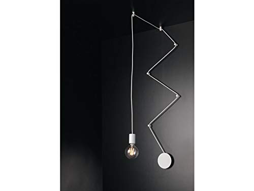 Außergewöhnliche Pendelleuchte 1-flammig Weiß Wandmontage - kunstvolle Designerlampe mit Distanzaufhängung von Luce Design