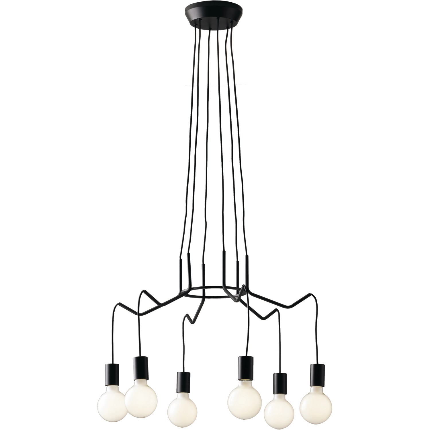 Luce Design Kronleuchter Habitat 6-flammig Schwarz Ø 66 cm von Luce Design