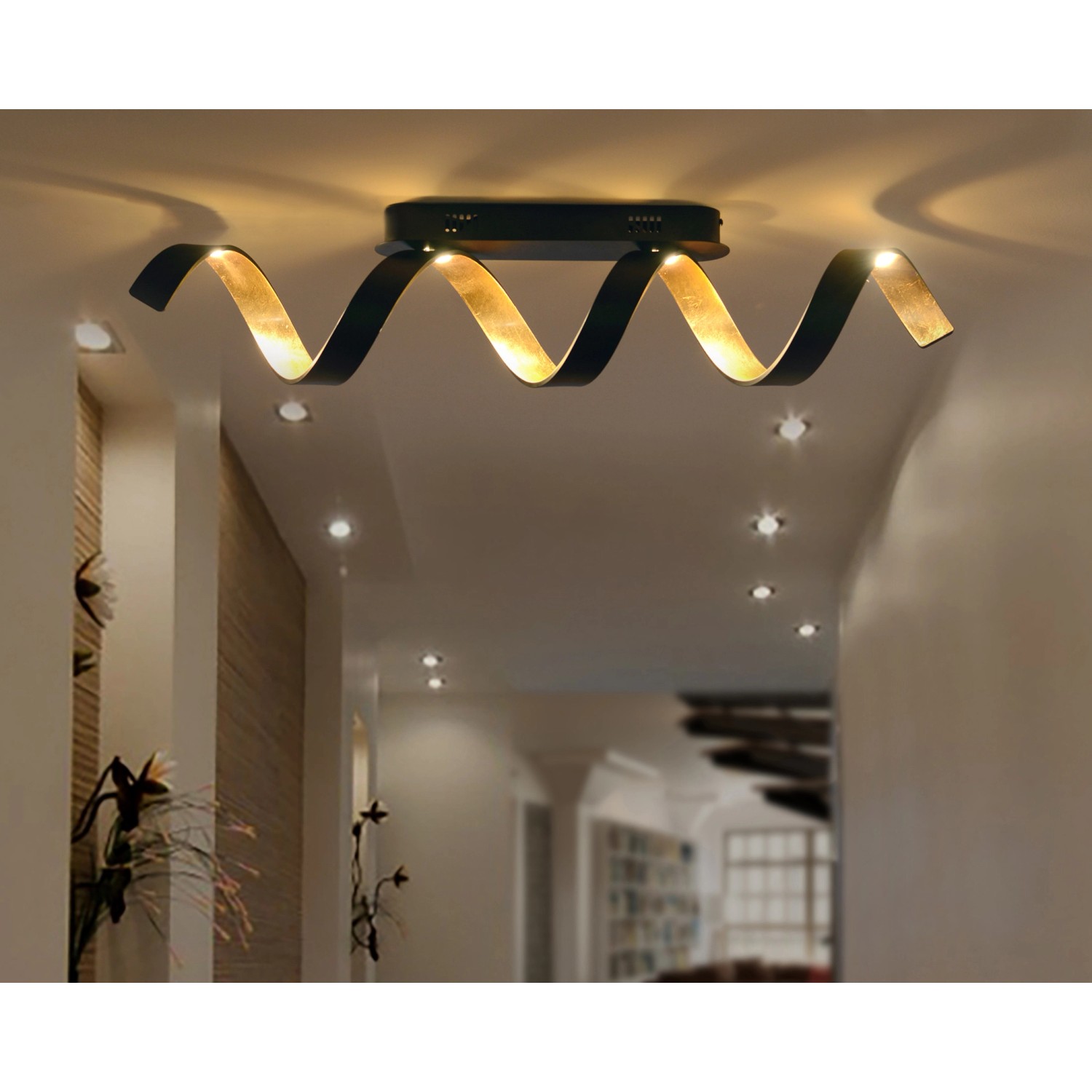 Luce Design LED-Deckenleuchte Helix Schwarz-Gold 35 cm x 80 cm x 13,5 cm von Luce Design