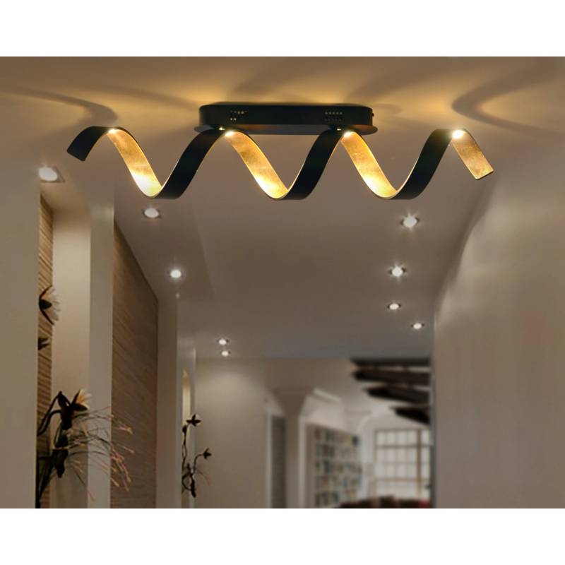 Luce Design LED-Deckenleuchte Helix Schwarz-Gold 35 cm x 80 cm x 13,5 cm von Luce Design