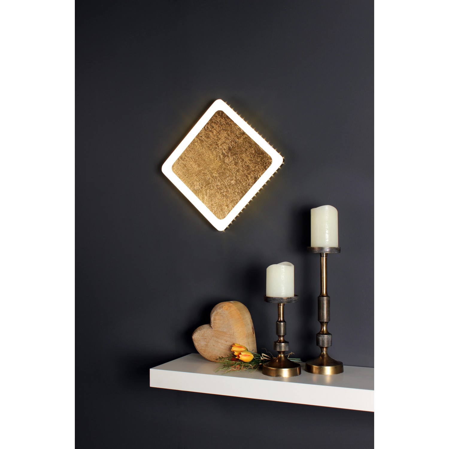 Luce Design LED-Deckenleuchte Solaris M 1-flammig Gold Weiß Schwarz 31 x 31 cm von Luce Design