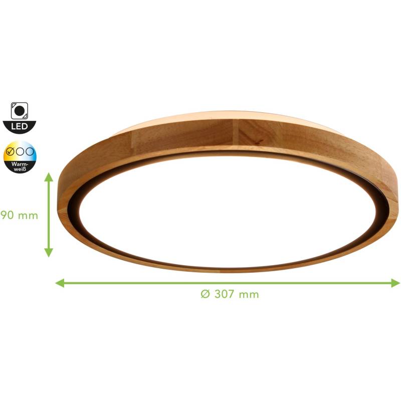 Luce Design LED-Deckenleuchte Solstar S 1-flammig Holz 30,7 cm x 30,7 cm von Luce Design
