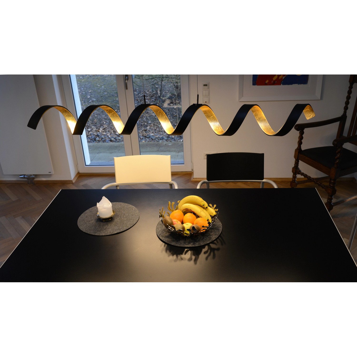 Luce Design LED-Pendelleuchte Helix Schwarz-Gold 120 x 125 x 13,5 cm von Luce Design