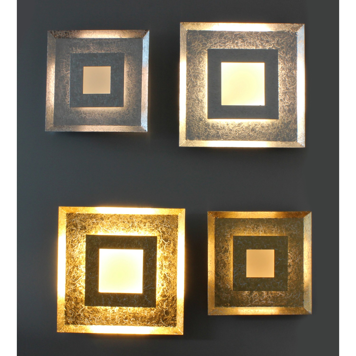 Luce Design LED-Wandleuchte Window Gold 32 cm x 32 cm von Luce Design
