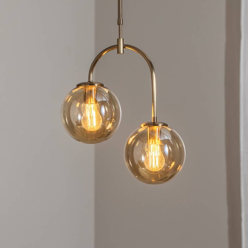 B-Ware Portemo Hängeleuchte Deckenlampe Messing Glas 2 Flammig ø 37 Cm B-Ware Portemo Hängeleuchte Deckenlampe Messing Glas 2 Flammig ø 37 Cm von Lucea