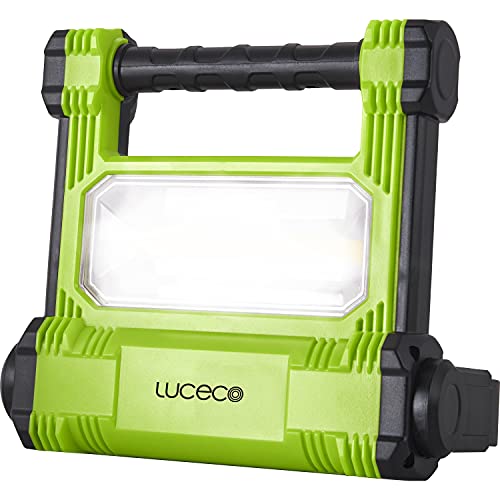 Luceco Baustrahler Wiederaufladbar 20W, Tragbare Arbeitsleuchte 1800 Lumen, Scheinwerfer IP54 Wasserfeste, Akku Lampe 4.400mAh Batterie von Luceco